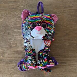 NEW-TY Fashion Flippy Reversible Sequin Backpack-Dotty the Leopard(13 inch)*Read